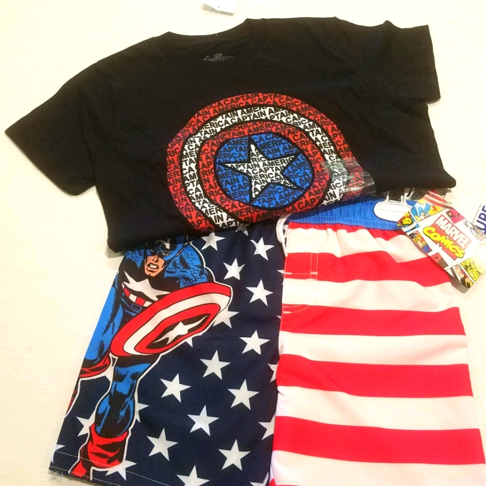 MARVEL'S CAPTAIN AMERICA TRUNKS &  TEE SHIRT
